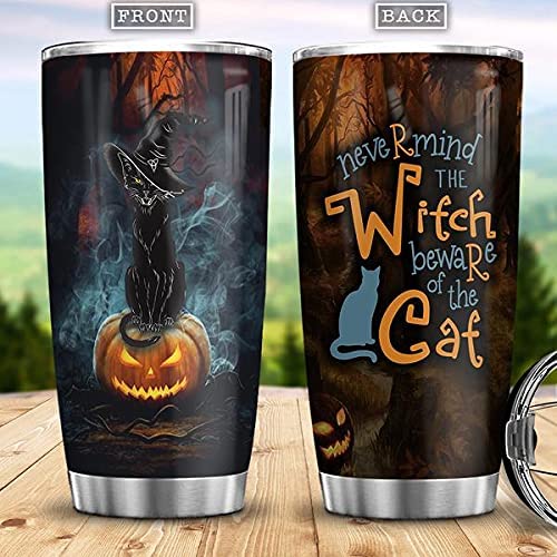 Halloween Witch and Black Cat Tumbler