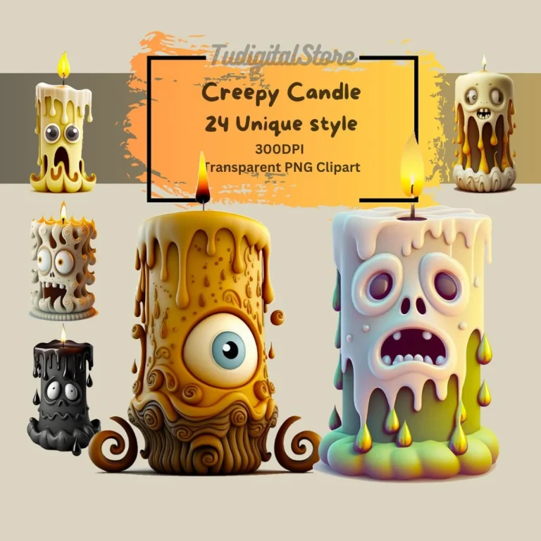 Creepy Candle Clipart Halloween Art