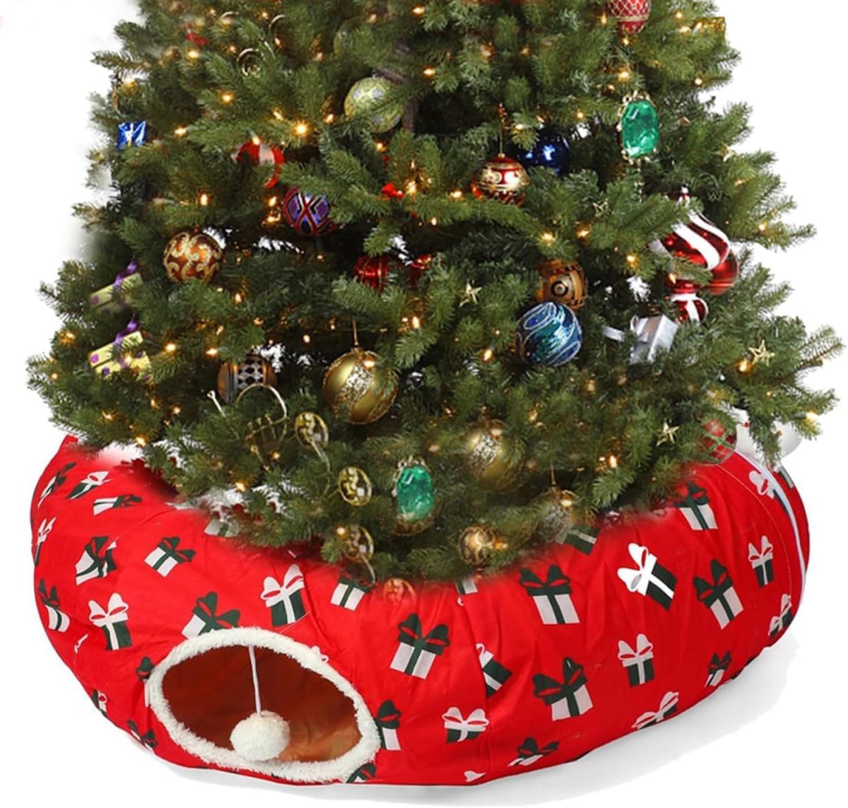 Christmas Tree Cat Tunnel Bed