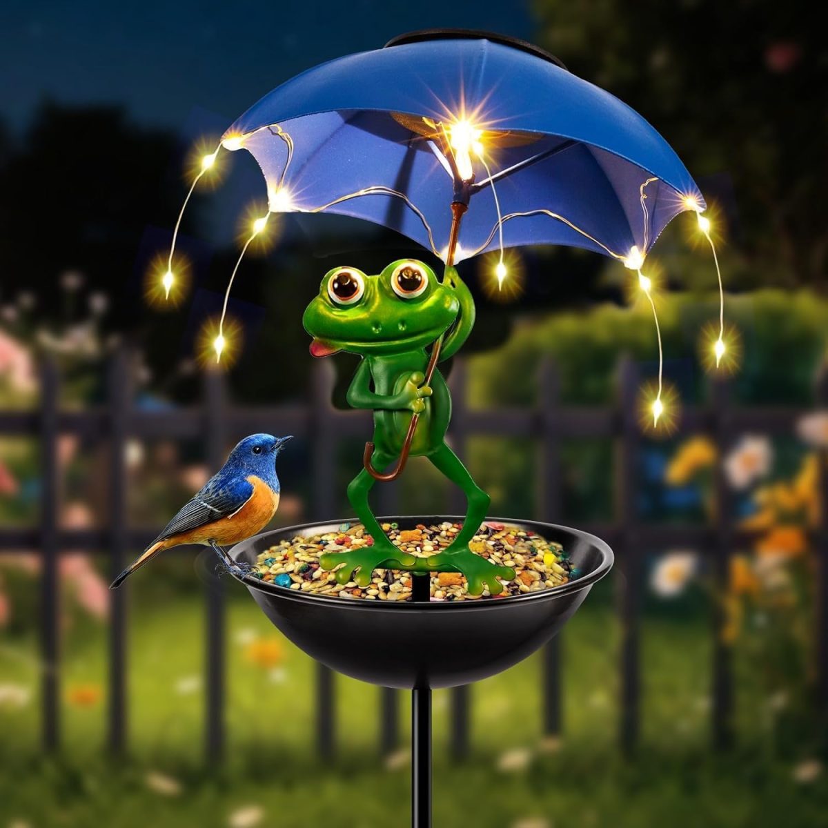 Solar Frog Bird Feeder