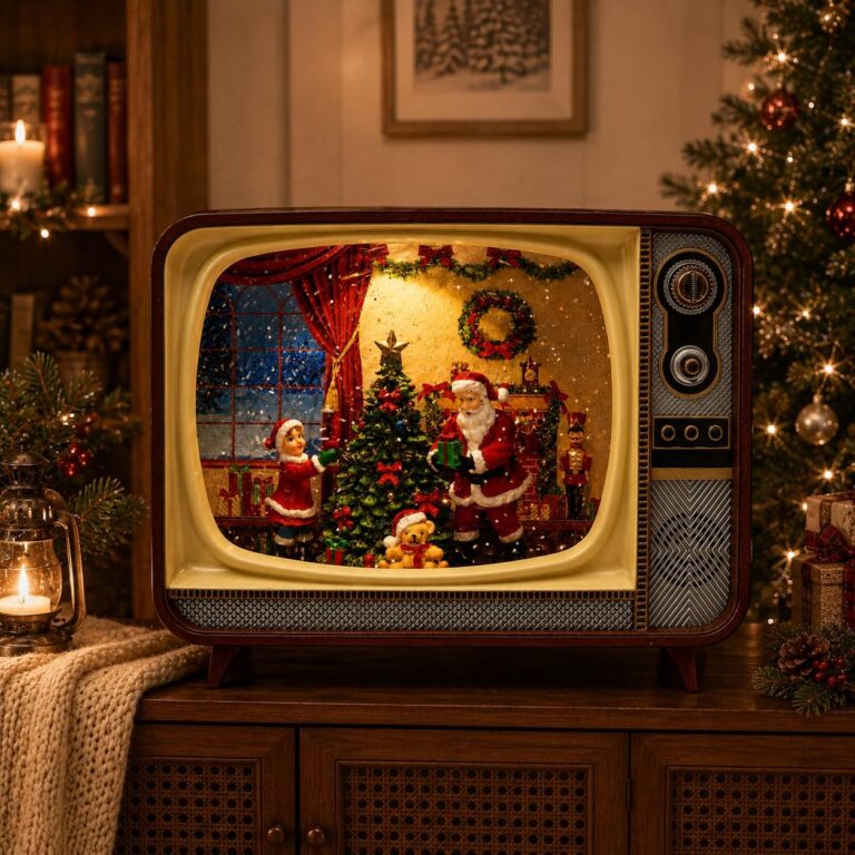 Retro Christmas TV Snow Globe