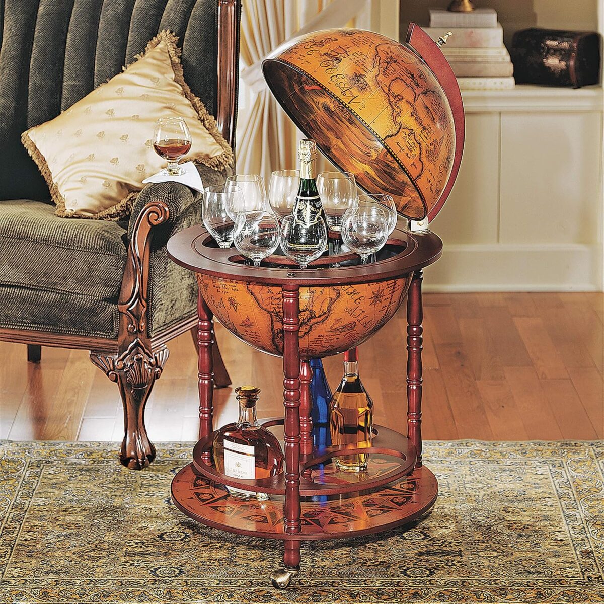 Sixteenth-Century Globe Bar Cart